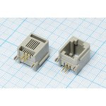 Разъем телефонный 6P4C розетка, контакты 4P, RJ-11