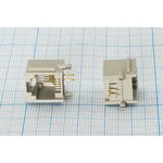 Разъем телефонный 6P4C розетка, контакты 4P, RJ-11