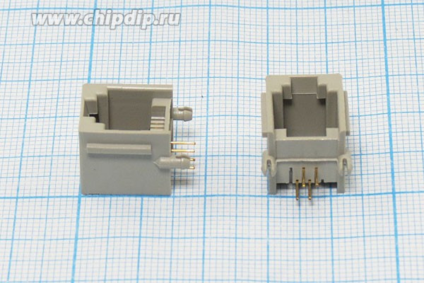 Разъем телефонный 6P4C розетка, контакты 4P, RJ-11