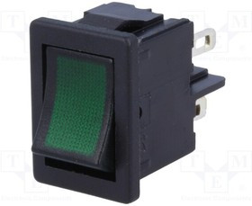 1855.0108, ROCKER; DPST; Pos: 2; ON-OFF; 4A/250VAC; green; IP40; filament lamp