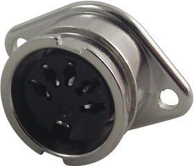 0107 05, Разъем DIN Аудио / Видео, 5 контакт(-ов), Гнездо, Монтаж в Панель, Пайка