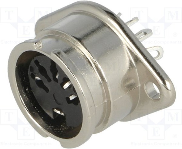 0107 05, Разъем DIN Аудио / Видео, 5 контакт(-ов), Гнездо, Монтаж в Панель, Пайка