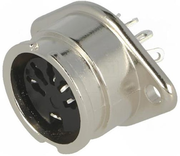 0107 05, Разъем DIN Аудио / Видео, 5 контакт(-ов), Гнездо, Монтаж в Панель, Пайка