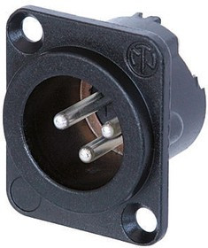NC3MD-LX-HA-BAG, Chassis Mount XLR Connector, Male, 50 V, 3 Way, Silver over Nickel Plating