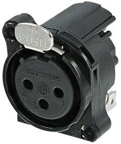 NC3FBH1-B, XLR Connectors 3P FEMALE HORIZONTAL PCB MNT GND TO PIN