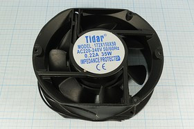 Вентилятор 172x150x51, напряжение 220В, ток 0,22А, выводы 2L, подшипник качения, RQA172x150x50HBL