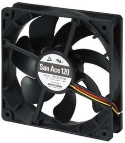 9S1224M4011, San Ace 9S Series Axial Fan, 24 V dc, DC Operation, 100m³/h, 1.44W, 60mA Max, 119 x 119 x 25mm