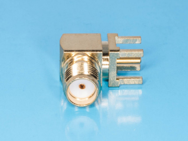 SMA-JR, Разъем SMA гнездо на плату, прямой угол