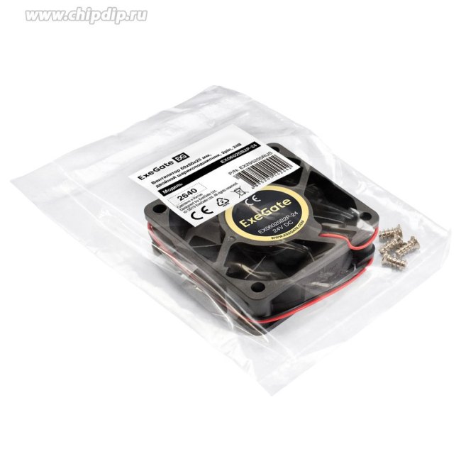 EX295205RUS, Вентилятор 24В DC ExeGate EX06025B2P-24 (60x60x25 мм, 2-Ball (двойной шарикоподшипник), 2pin, 5100RPM, 34dBA) EX295205RUS, Вентилятор 24В DC ExeGate EX06025B2P-24 (60x60x25 мм, 2-Ball (двойной шарикоподшипник), 2pin, 5100RPM, 34dBA)