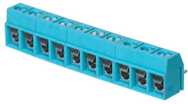 TB002V-500-10BE, Fixed Terminal Blocks Terminal block, screw type, 5.00 , vertical, 10 poles, CUI Blue, slotted screw, PCB mount