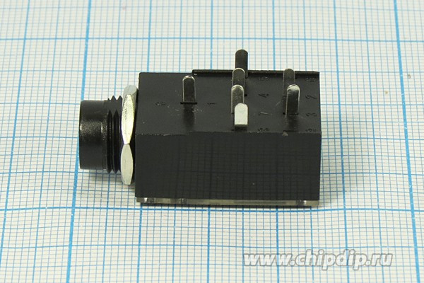 Гнездо Audio Jack стерео 6.3мм на плату; Q-2664 P гн 6,3стерео\7P\плат М12\\ON-OFF\1-197\