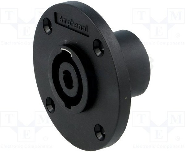 SP-4-MC, Loudspeaker Connectors 4 Pole Loudspeaker Chassi Mount Circular Flange, with Thru Holes, Solder tabs 3/16", Black Finish SP-4-MC, Loudspeaker Connectors 4 Pole Loudspeaker Chassi Mount Circular Flange, with Thru Holes, Solder tabs 3/16", Black Finish