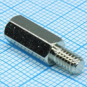 H-L1200-1800-5-04-1N1W, (PCHSN4-12), Стойка латунная для печатной платы, шестигранная, М4, 12мм, отверстие- винт