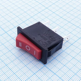 DS SC-7 ON-OFF-ON красн, 3 положения клавиши, 1 группа контактов на переключение, 250V 10A, ширина контактов 6.3мм