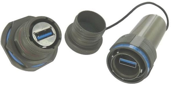 USB3F2ZNSCC, Straight, Flange Mount, Socket Type A 3.0 IP67 USB Connector