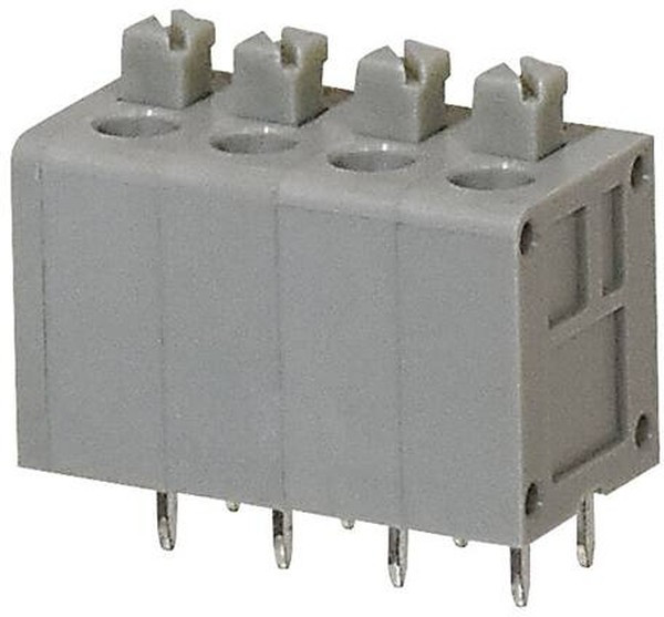 TBL006V-500-04GY-2GY, Fixed Terminal Blocks Terminal block, screwless, 5.00, Vertical, 4, Gray w Gray Button