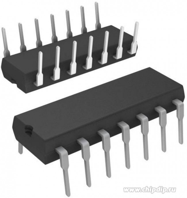 MCP604-I/P, Микросхема, операционный усилитель, 2,8МГц, 2,7-5,5В, Ch: 4, DIP14