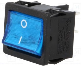 RS1333BBBL2N2, ROCKER; DPST; Pos: 2; ON-OFF; 6A/250VAC; blue; neon lamp; 250V; 50m?