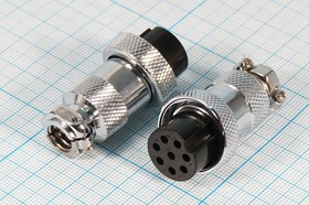 Разъем микрофонный MIC20 розетка, контакты 8P, монтаж на кабель, М19, XS20JK8P-F[MS-DF-20-8]