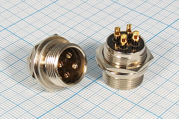 Штекер микрофонный MIC16\4P\пан\ М16\MC903-4P; №2815 штек мик MIC16\4P\пан\ М16\\MC903-4P