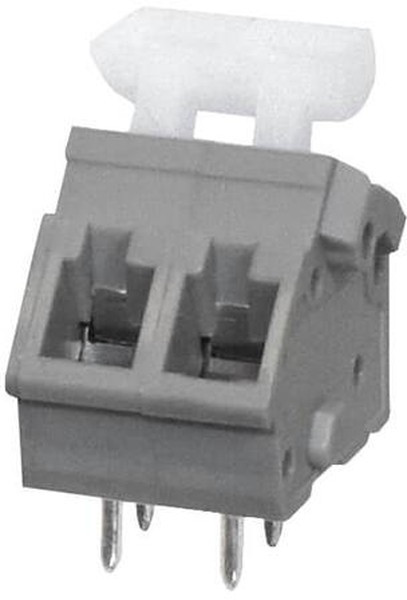 TBL005A-500-02GY-2WT, Fixed Terminal Blocks Terminal block, screwless, 5.00, 45, 2, Gray w White Button