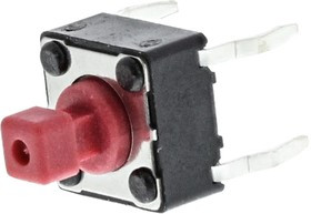 DTS644RV, Red Button Tactile Switch, SPST 50 mA @ 12 V dc 3.8mm