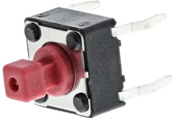 DTS644RV, Red Button Tactile Switch, SPST 50 mA @ 12 V dc 3.8mm