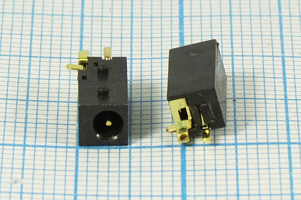 Разъем питания DC розетка, d0.7 D2.5, 3C, на плату, SMD, угловой, DC-063