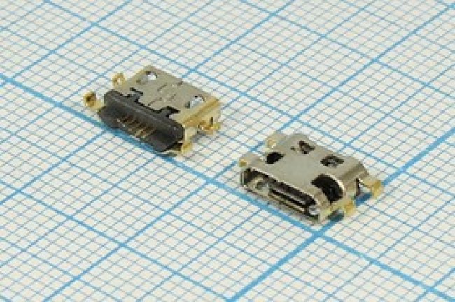 Разъем microUSB REV розетка, тип B, контакты 5C4HP, на плату, microUSBB5SAD11REV