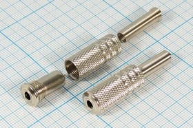 Розетка 3.5 стерео, контакты 4C[Ni], на кабель, пружинный хвост