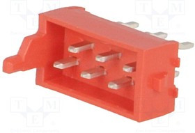 215464-6, Conn Shrouded Header (4 Sides) HDR 6 POS 1.27mm Solder ST Top Entry Thru-Hole T/R