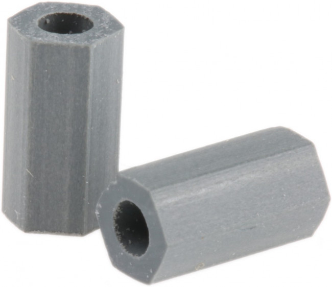 HS-4-3, Standoffs &amp; Spacers Spacer.Hex. 4 ST Scr.Grey.3/8 in Lg, Spacer,Hex, 4 ST Screw,Grey