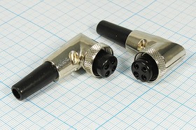 Разъем микрофонный MIC16 розетка, контакты 4P, монтаж на кабель, М16, MC904-4P