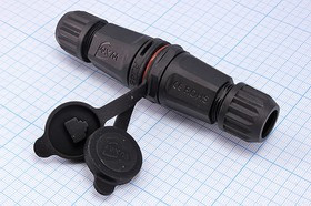 Гнездо телефонное 8P8C на панель, степень защиты IP67, переходник; Q-15807 гн телеф 8P8C-гн телеф 8P8C\гермет\\ пан\\RJ45M25Z2