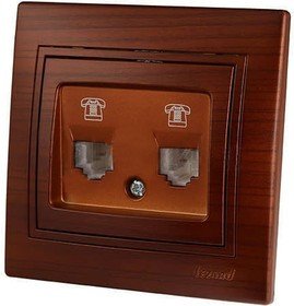 Двойная телефонная розетка MIRA евро, махагон 701-0505-138