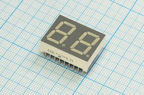 Светодиодный дисплей красный, 7 сегментов, 2 разряда, высота 14,2 мм, 10 мкд, GND-5622FS-21; №7348 r