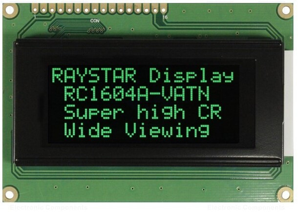 RC1604A-LLG-JWVE, Дисплей: LCD, алфавитно-цифровой, VA Negative, 16x4, 87x60x13,6мм