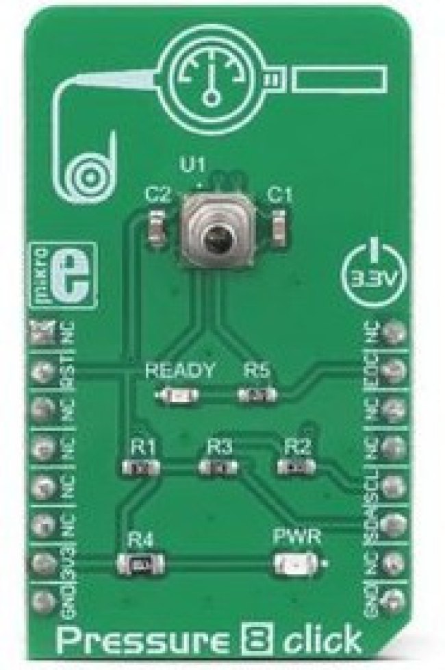 MIKROE-3338, Pressure 8 Click Pressure Sensor for MPRLS0025PA00001A