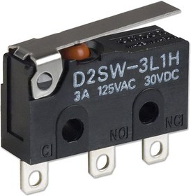 D2SW-3L1D, Microswitch, Subminiature, Lever, SPDT, Solder, 3 A