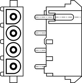 154565, Commercial MATE-N-LOK Male Connector Housing, 6.35mm Pitch, 3 Way
