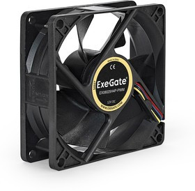 Exegate EX283379RUS Вентилятор ExeGate E08025H4P-PWM, 80x80x25 мм, гидродинамический, 4pin, PWM, 23d