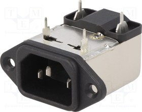 RIX0142P, Разъем: питания AC, гнездо, "папа", 1А, 250ВAC, IEC 60320, -25-85°C