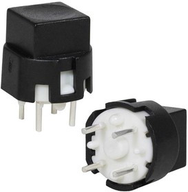 TS4-1BN, Миниатюрная кнопка без фиксации , 4 контакта, корпус черный круглый, кнопка черная квадратная