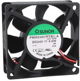PMD2407PTB1A, Вентилятор осевой, 24В DC, 70x70x25мм, подшипник качения, 83,25куб.м/ч, 45дБА, 24AWG