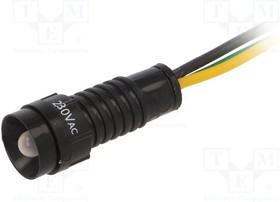 LGY-D5-230ACWK, Индикат.лампа: LED, вогнутый, 230ВAC, Отв: d11мм, IP40, пластик