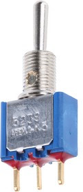 5238CDB, Toggle Switch, PCB Mount, On-Off-(On), SPST, PC Terminal Terminal, 20V ac/dc