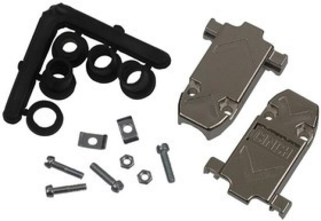 DCH-E-003, TWO PIECE D SUB BACKSHELL, SIZE DE, ABS