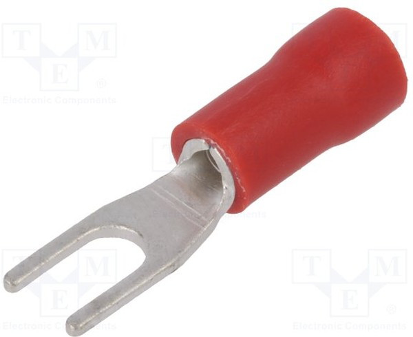 ST-090/R, Наконечник: вилка, M3, d: 3,2мм, 0,5-1мм2, обжим, на провод, красный