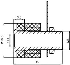 Клемма приборная, 15,2 d11,0мм, 5,7 А, красный, отверстие 4,4мм, CH1-0122R