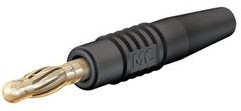 L-41/A-21, Вилка, "банан" 4мм, 32А, черный, неизолированный, 2,5мм2, позолота